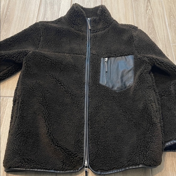 Anine Bing Ryder Full Zip Sherpa Teddy Brown Oversized Jacket Sz XS - Picture 4 of 14